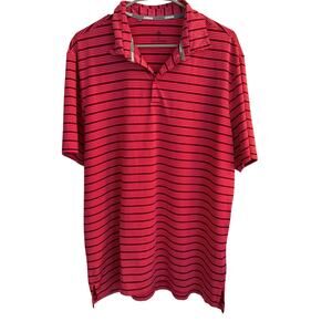 Adidas Polo Golf Men's XL Red Striped Short Sleeve Collared‎